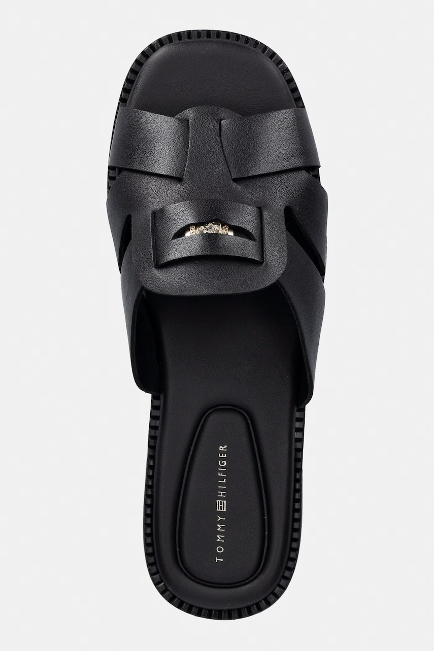 Tommy Hilfiger šľapky dámske kožené COIN LEATHER SANDAL