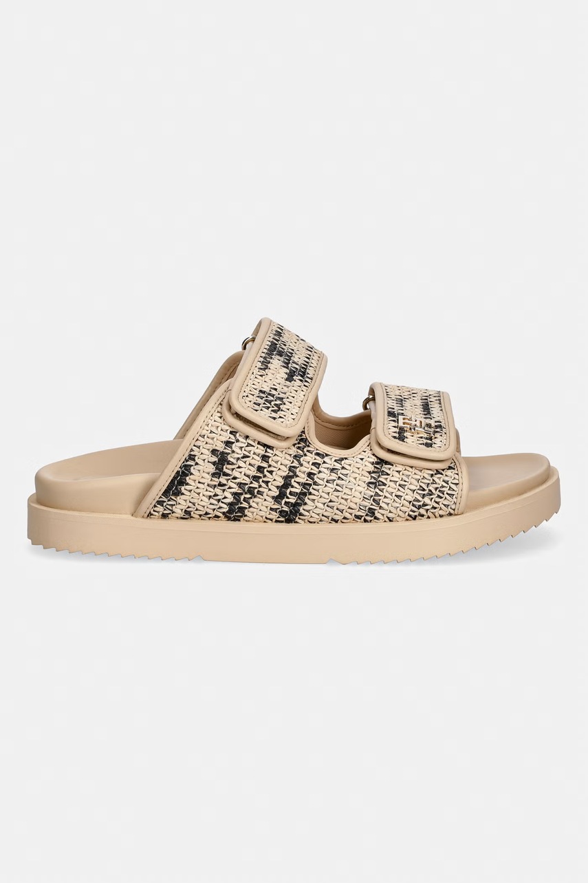 Tommy Hilfiger šľapky dámske DOUBLE STRAP RAFFIA SANDAL