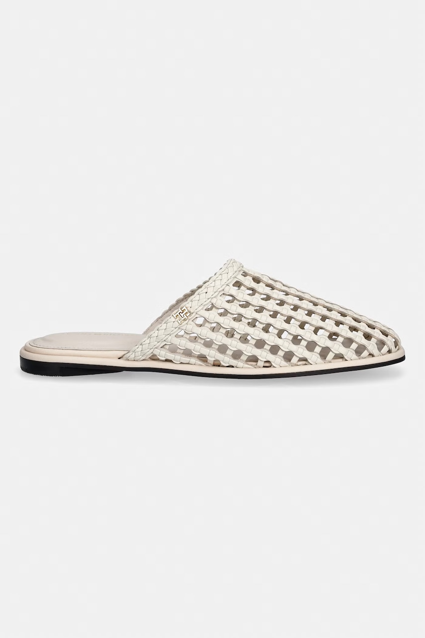 Tommy Hilfiger šľapky dámske HILFIGER LEATHER MIX FLAT MULE