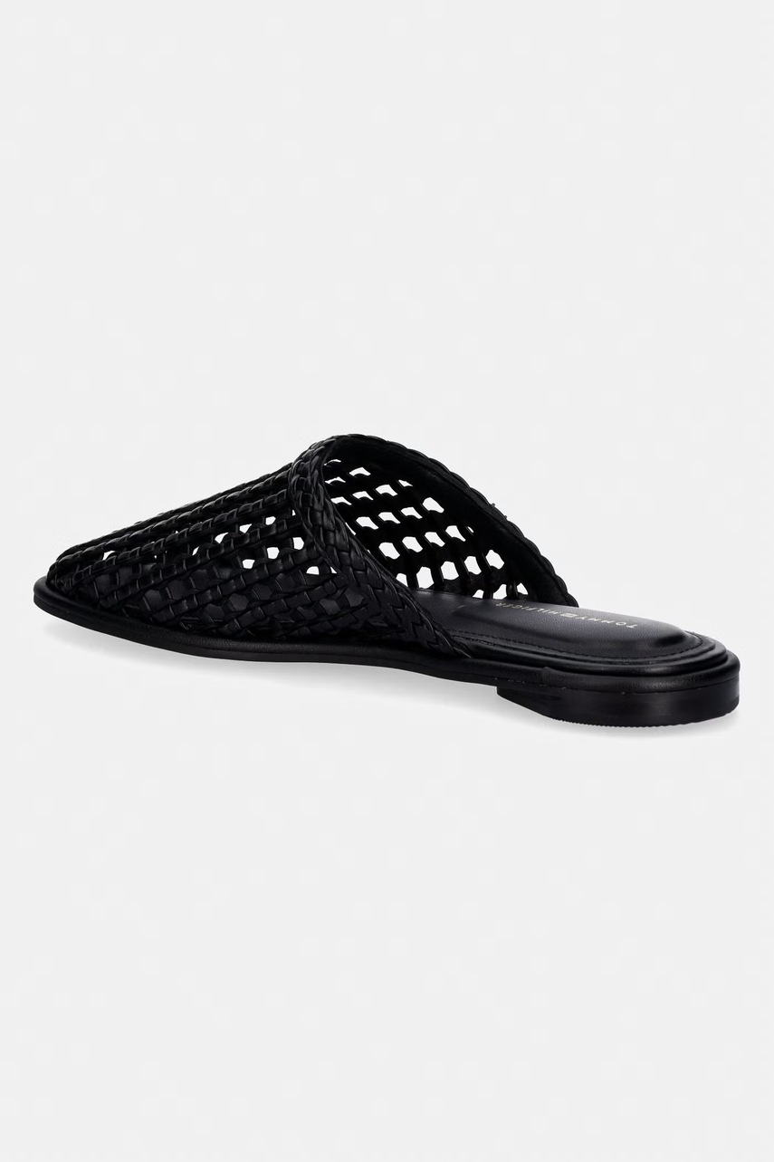Tommy Hilfiger šľapky dámske HILFIGER LEATHER MIX FLAT MULE