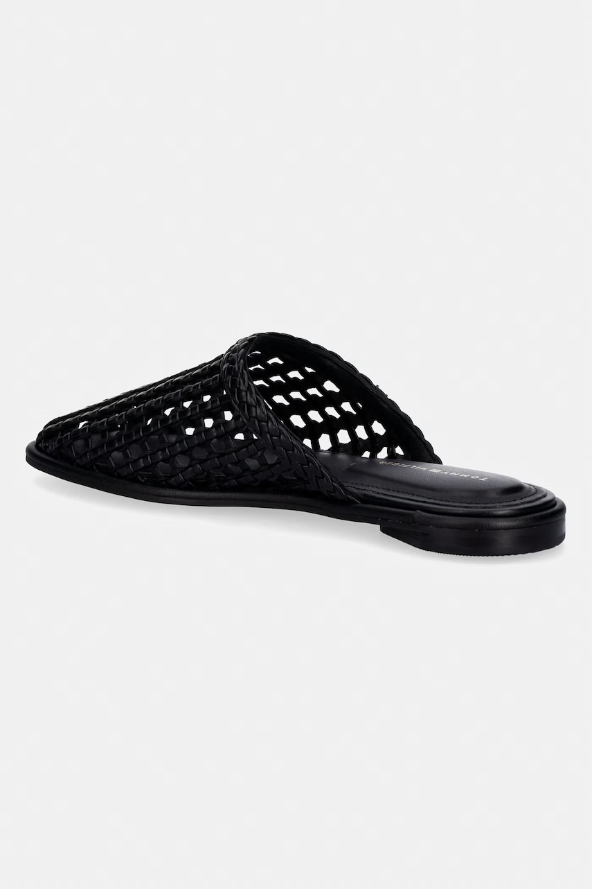 Tommy Hilfiger šľapky dámske HILFIGER LEATHER MIX FLAT MULE
