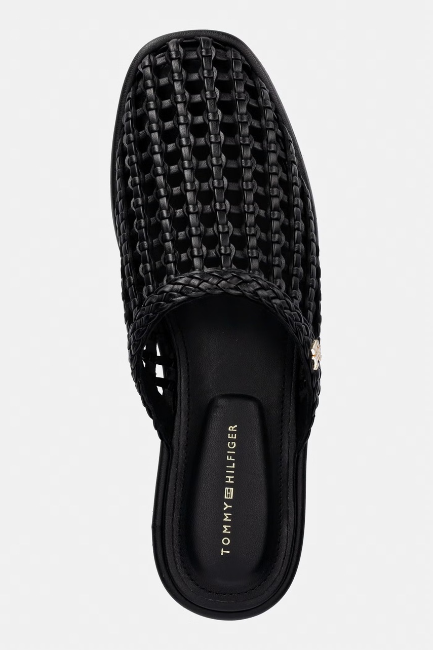 Tommy Hilfiger šľapky dámske HILFIGER LEATHER MIX FLAT MULE