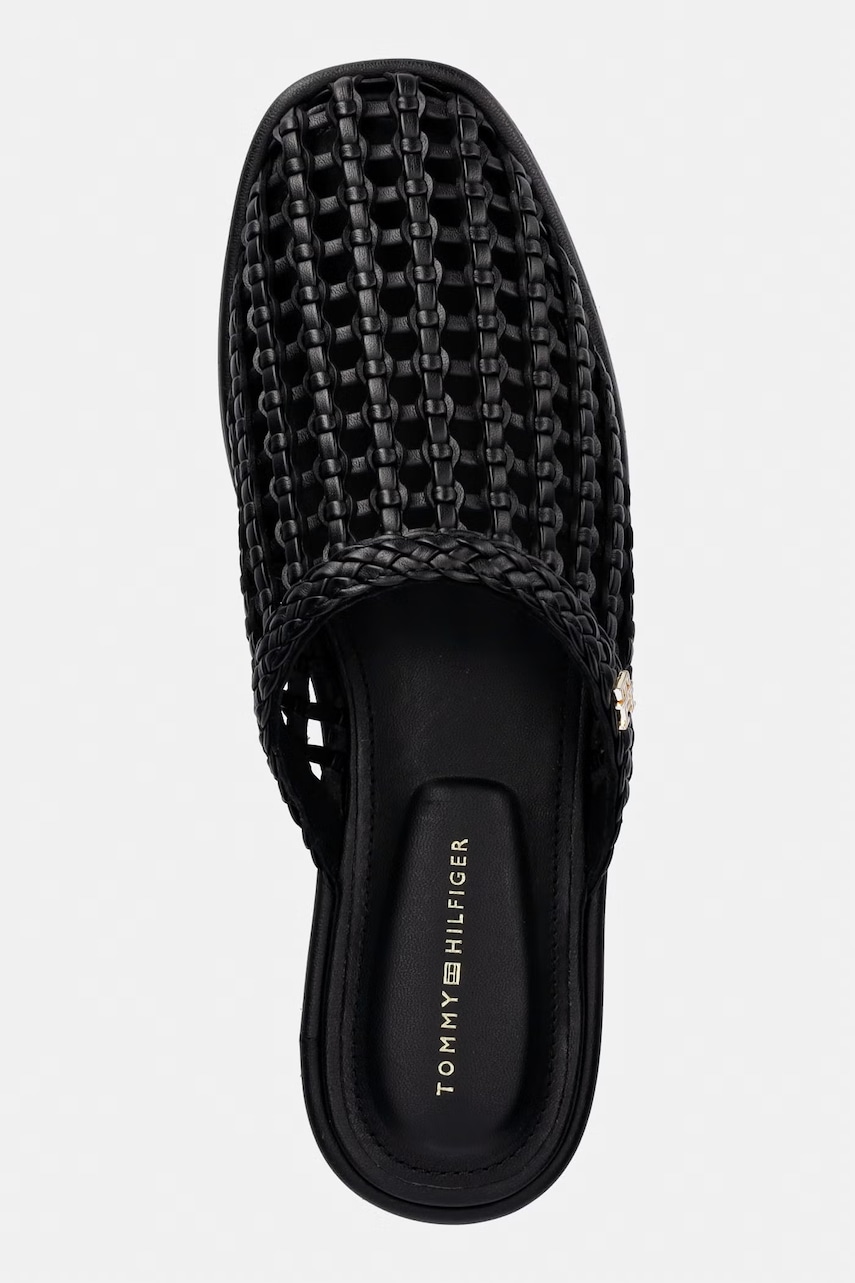 Tommy Hilfiger šľapky dámske HILFIGER LEATHER MIX FLAT MULE