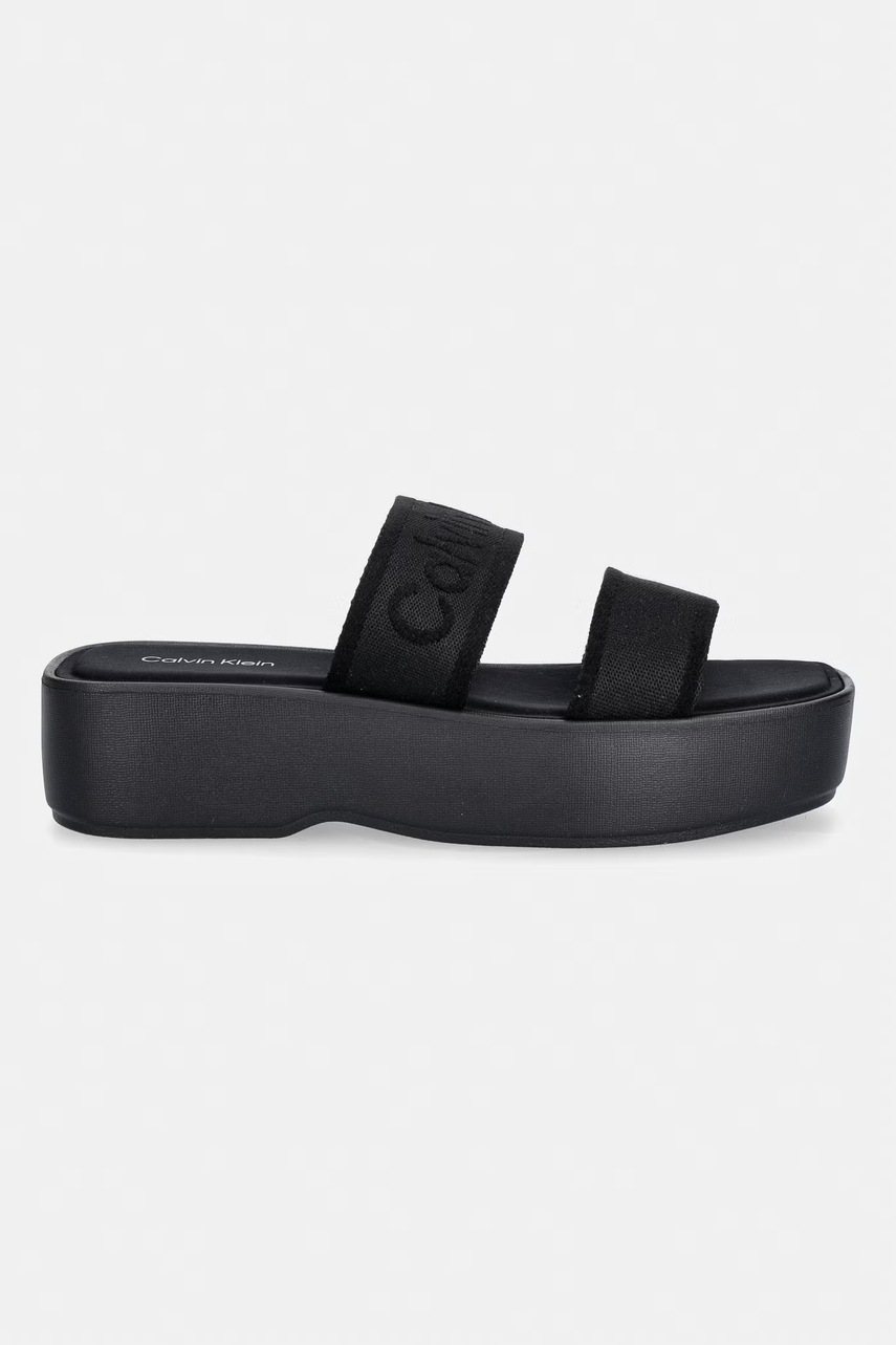 Calvin Klein šľapky dámske FLATFORM SNDL WEBBING