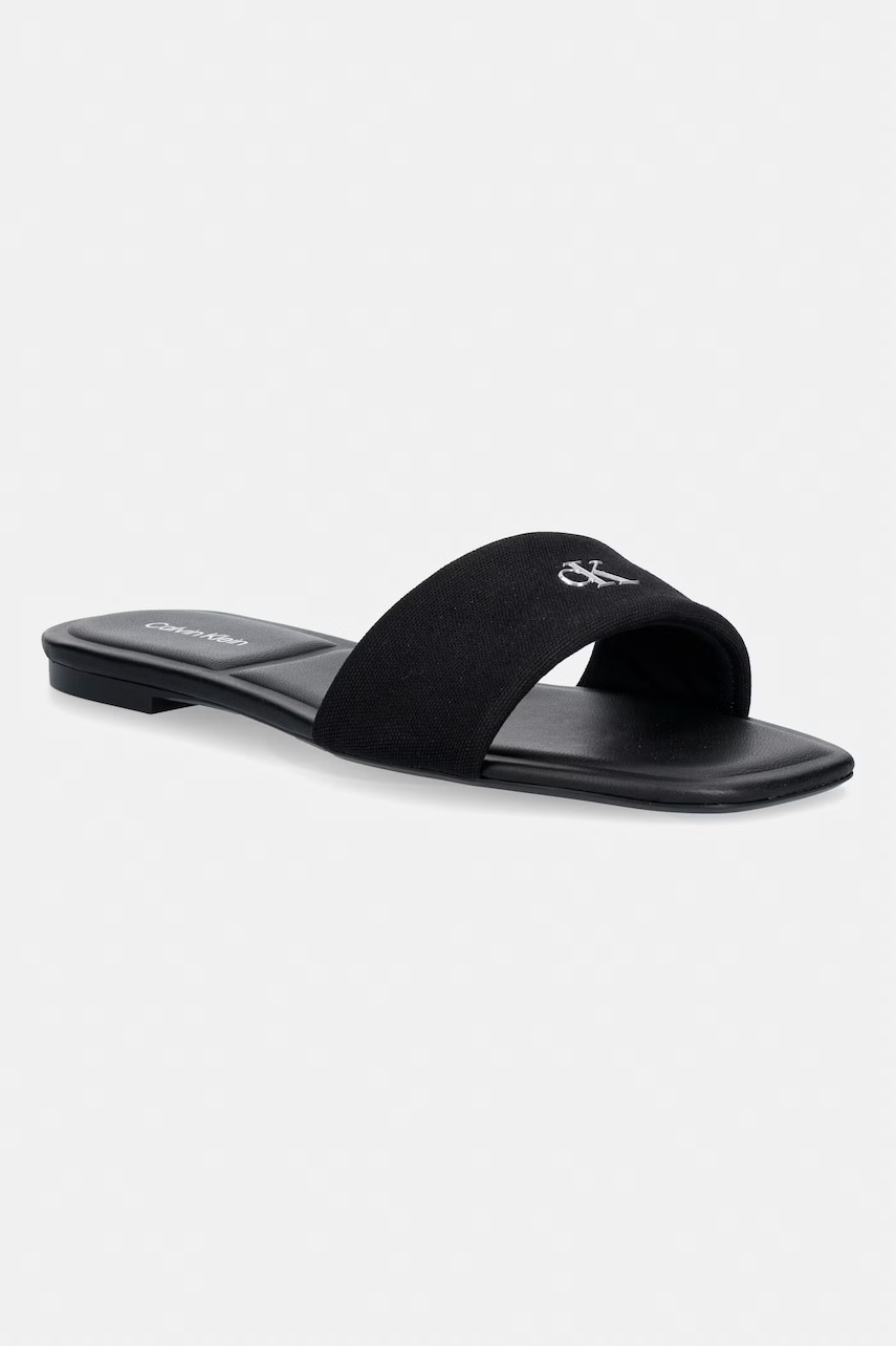 Levně Calvin Klein pantofle dámské SQUARE FLAT SNDL CANVAS HW