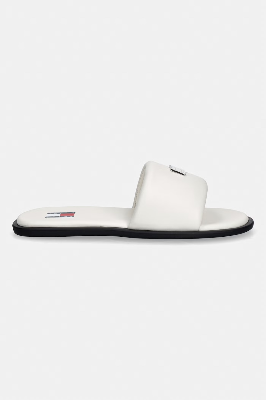 Tommy Jeans šľapky na plochom podpätku dámske kožené TJW SOFT PADDED CASUAL SLIDE