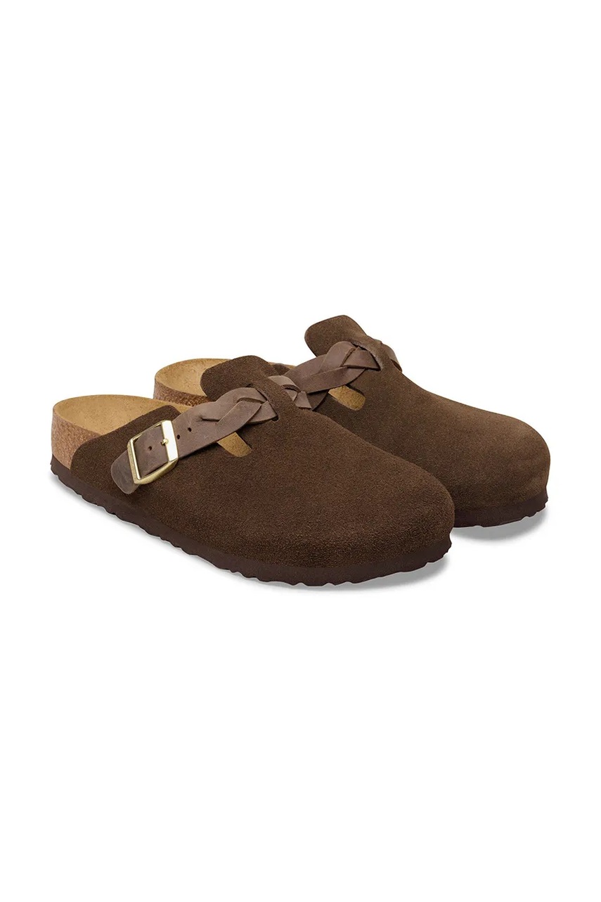 Birkenstock šľapky mules dámske semišové Boston Braided