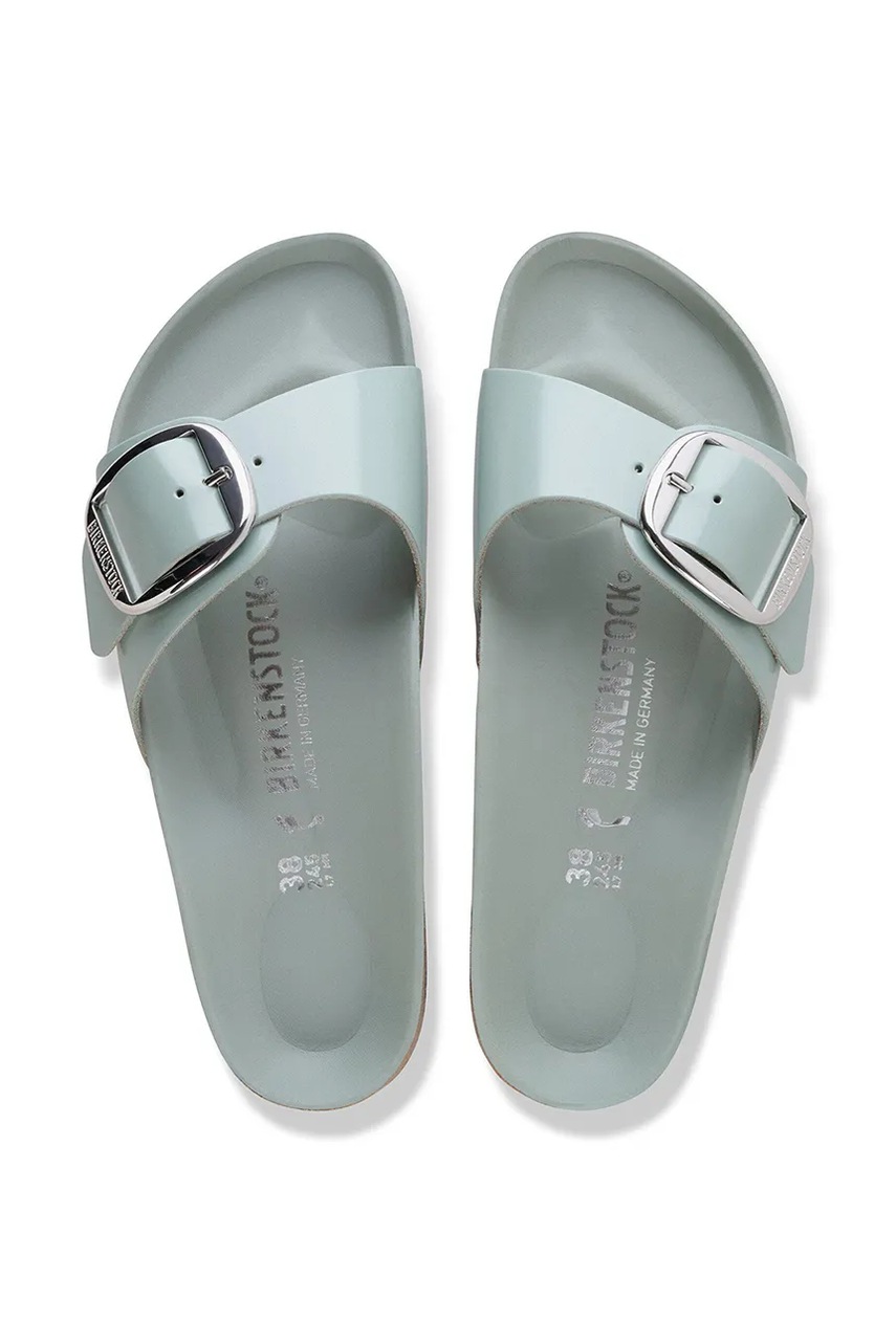 Birkenstock šľapky na plochom podpätku dámske z kože Madrid Big Buckle
