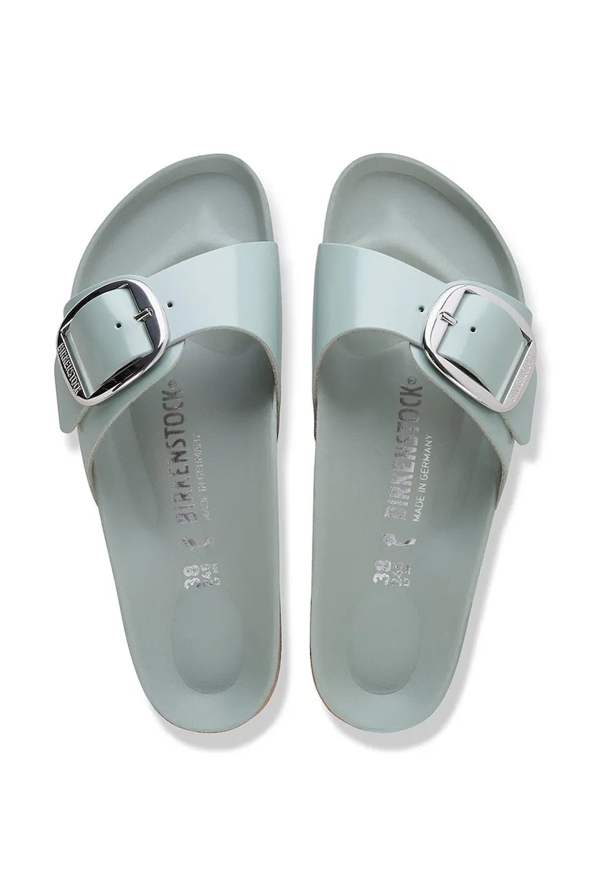 Birkenstock šľapky na plochom podpätku dámske z kože Madrid Big Buckle