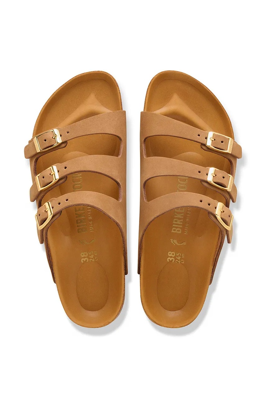 Birkenstock šľapky na plochom podpätku dámske nubukové Florida