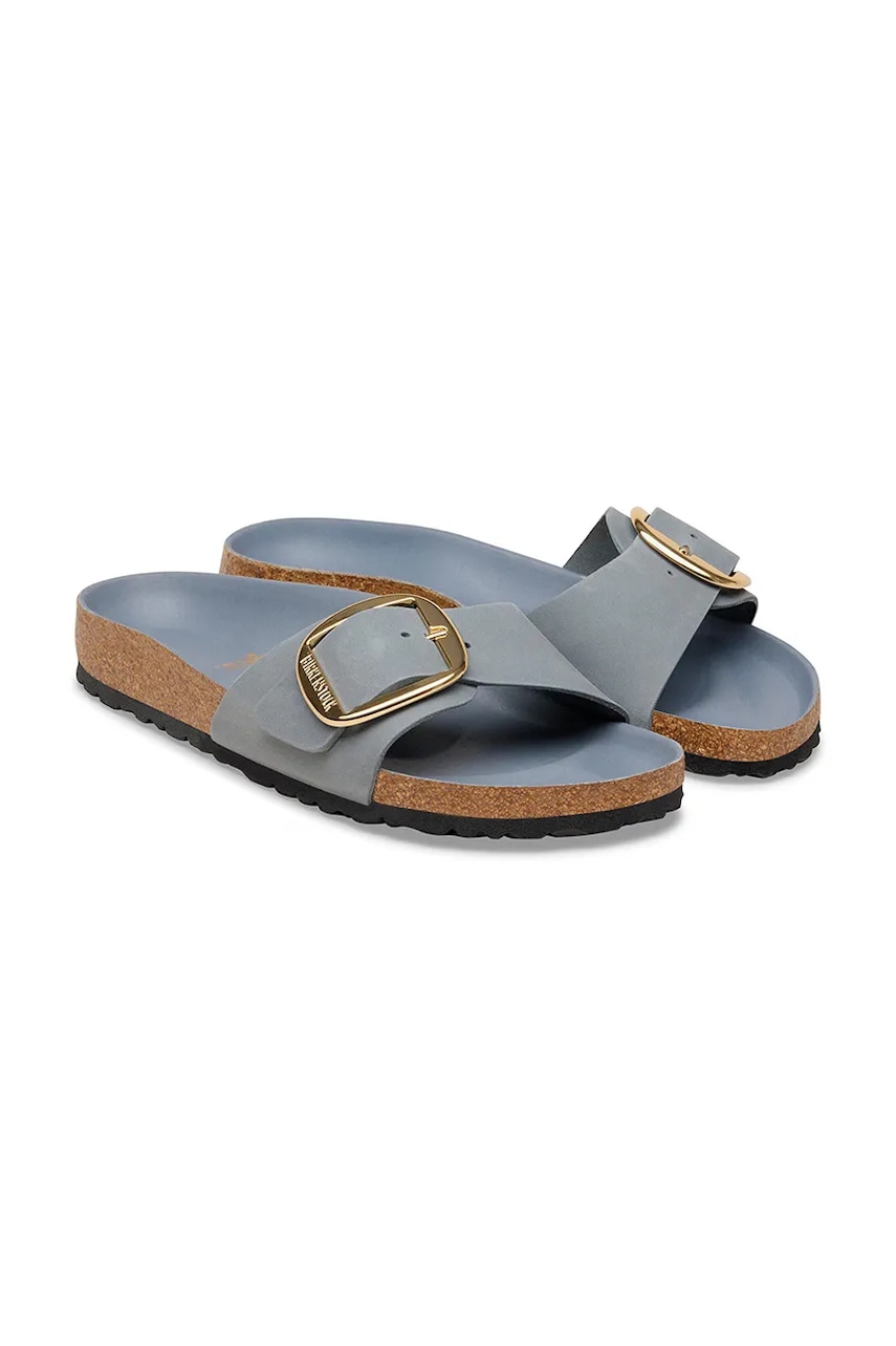 Birkenstock šľapky na plochom podpätku dámske nubukové Madrid Big Buckle