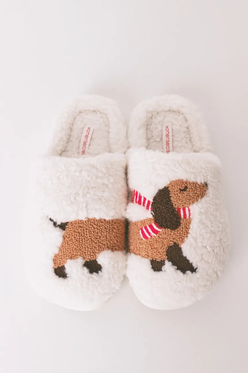 women'secret papuci de casă FAMILY STORIES culoarea bej, 4992599