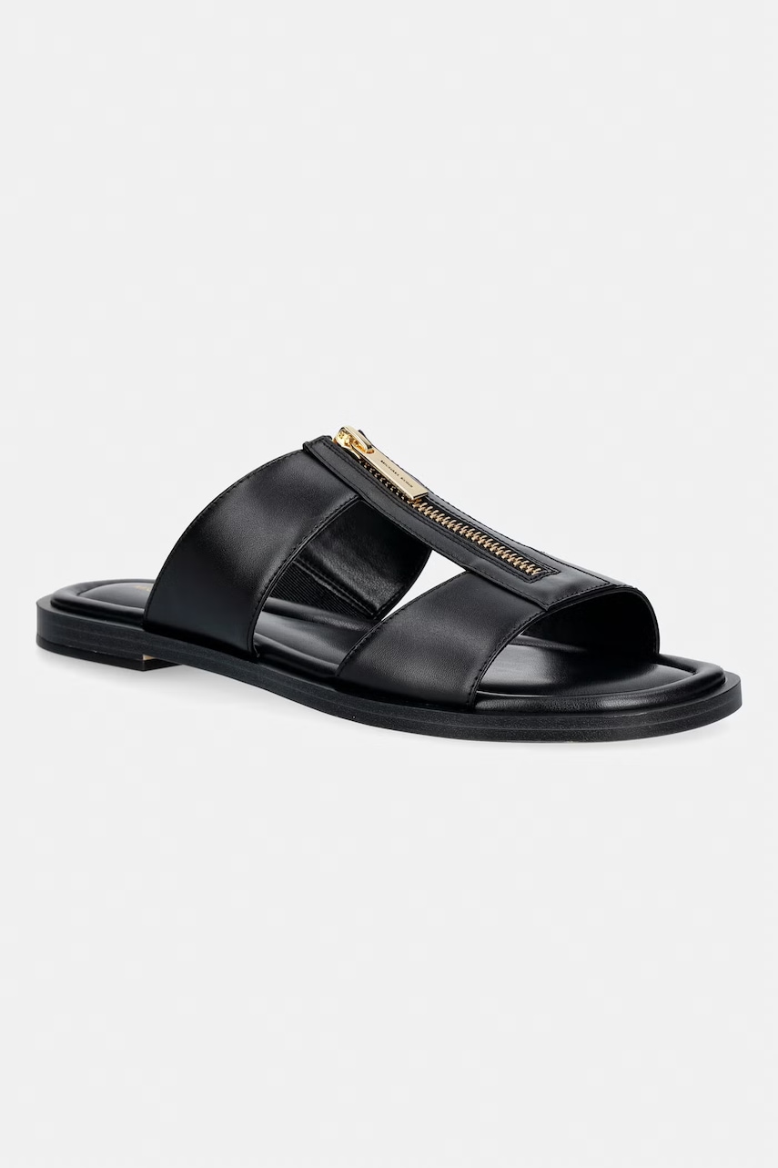Levně MICHAEL Michael Kors pantofle na plochém podpatku dámské kožené Berkley Flat Sandal