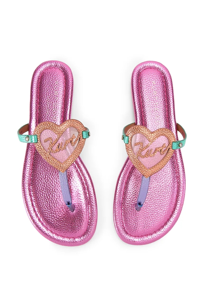 Kurt Geiger London šľapky dámske kožené Kurt Heart T Bar Flat