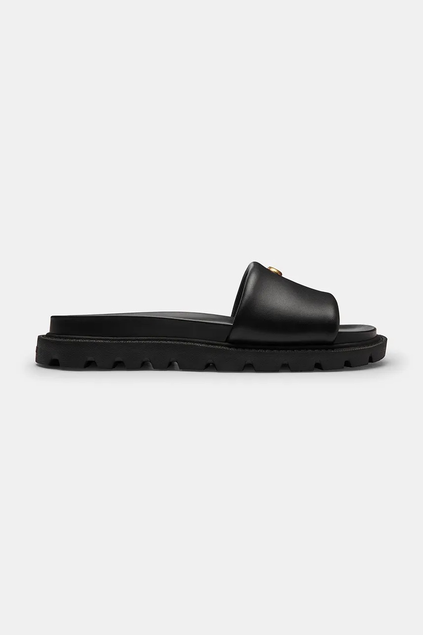 Coach papuci cu toc plat pentru femei, din piele Brynn Leather Slide Sandal