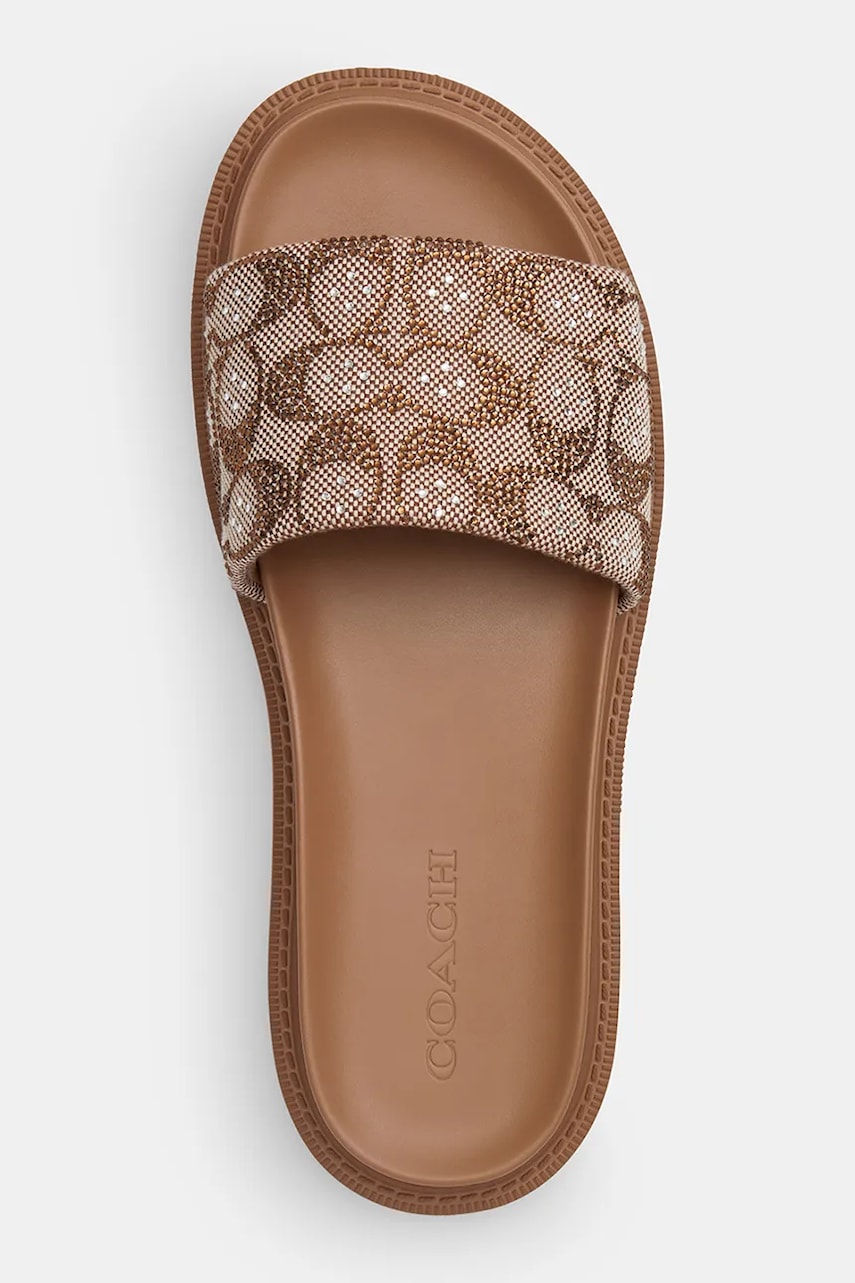 Coach šľapky na plochom podpätku dámske Brynn Crystal Signature Slide
