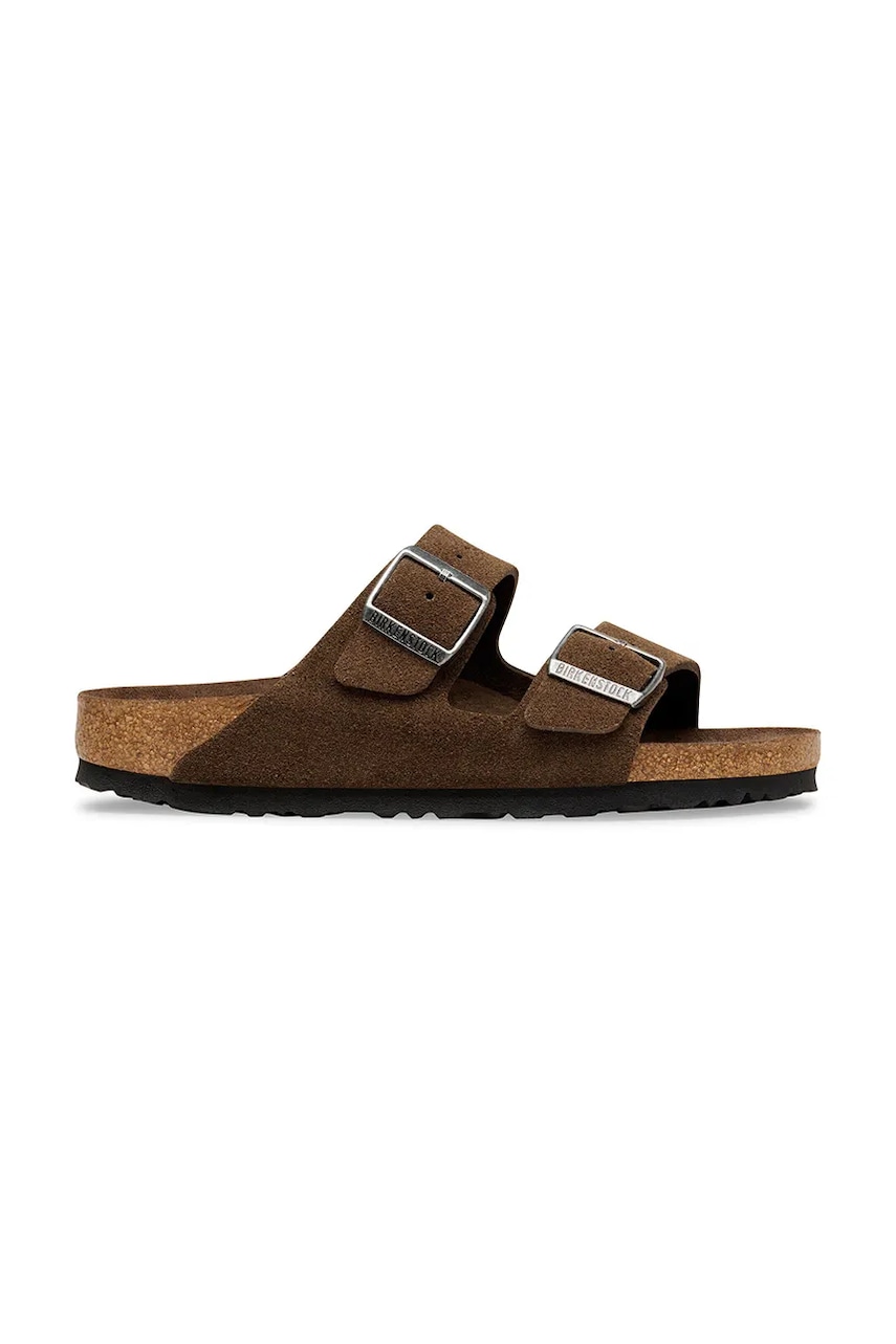 Levně Birkenstock pantofle na plochém podpatku dámské semišové Arizona