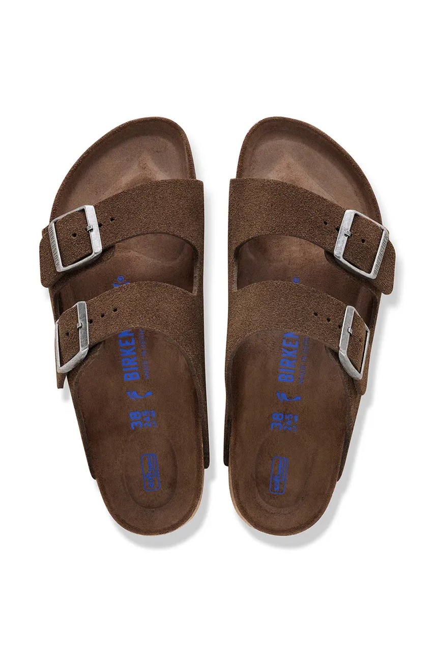 Birkenstock šľapky na plochom podpätku dámske semišové Arizona
