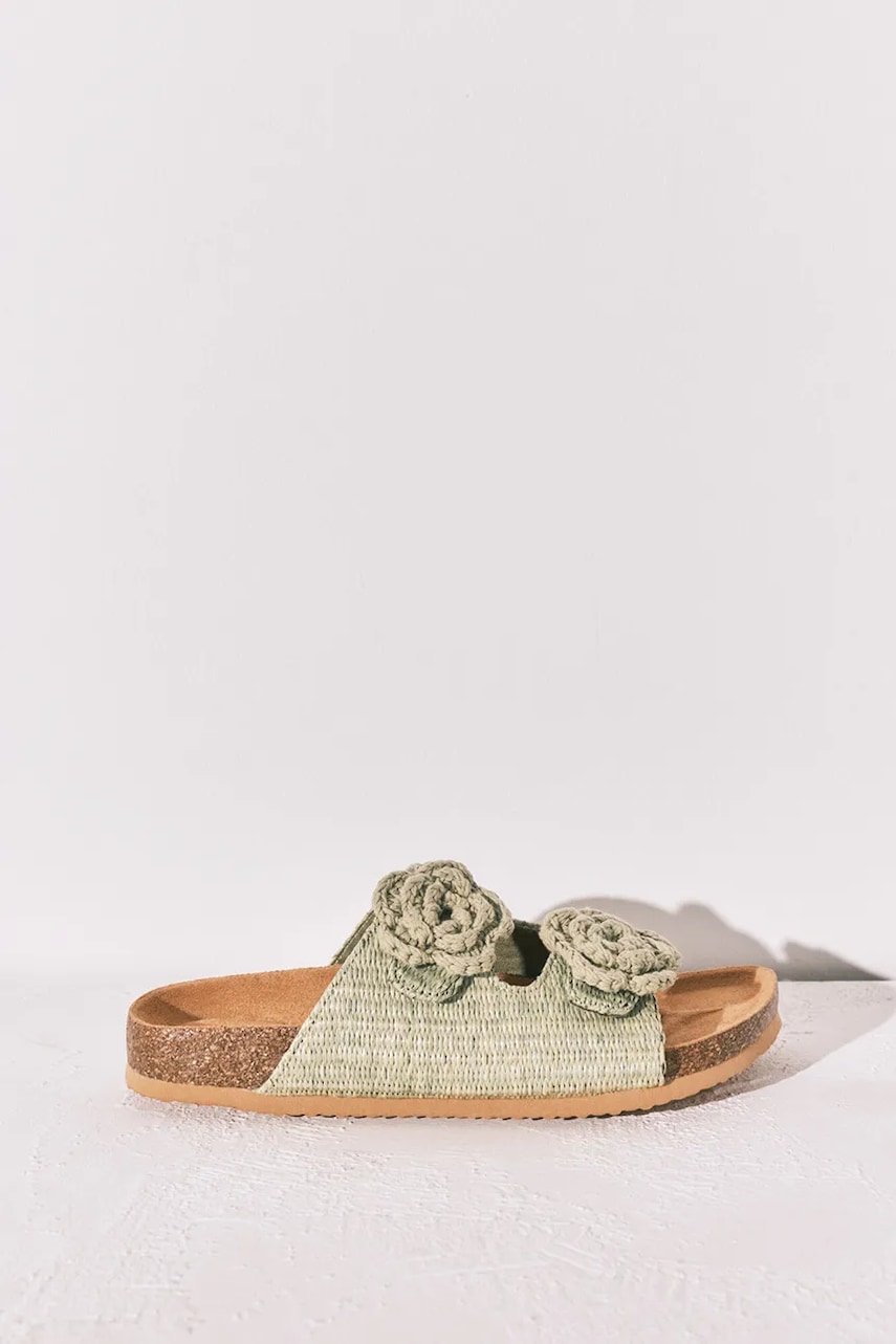 women'secret klapki damskie MMT FLOWER BIO GREEN