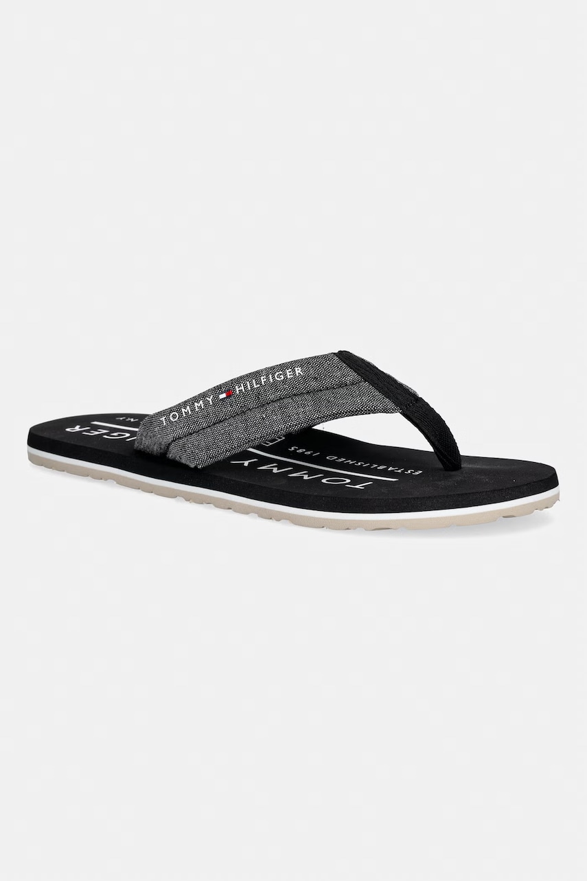 Tommy Hilfiger σαγιονάρες δίχαλο Ανδρικές HILFIGER CHAMBRAY BEACH SANDAL FM0FM05751 μαύρο 45,42,40,44,41,43,46