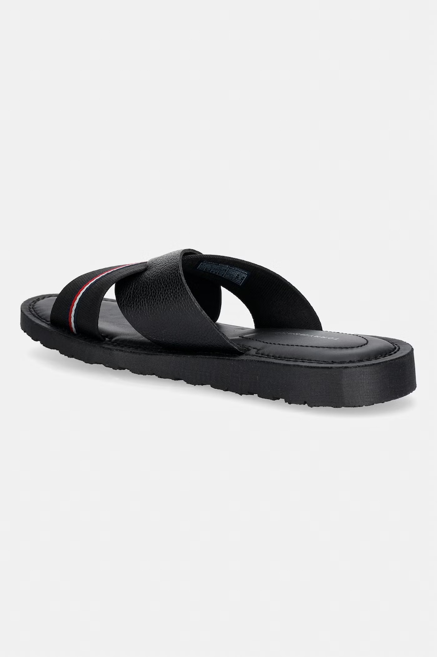 Tommy Hilfiger šľapky pánske kožené CORE HILFIGER LTH CRISS C SANDAL