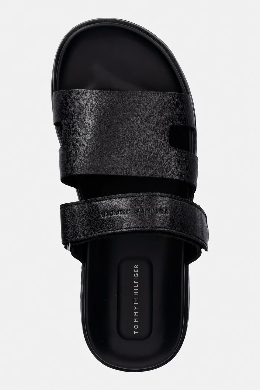 Tommy Hilfiger šľapky pánske kožené ADJUSTABLE PREMIUM LTH SANDAL