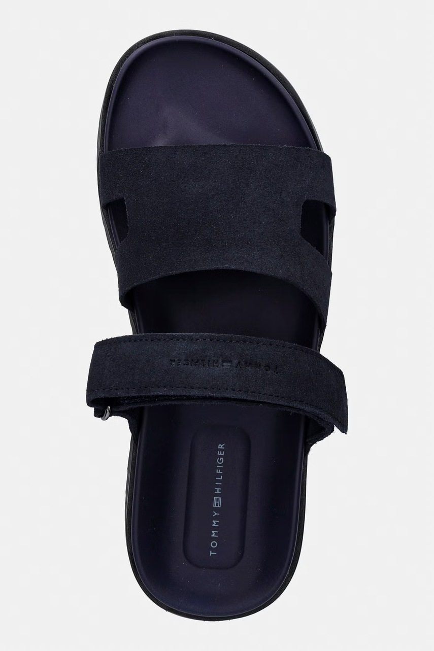 Tommy Hilfiger šľapky pánske semišové ADJUSTABLE PREMIUM SUEDE SANDAL