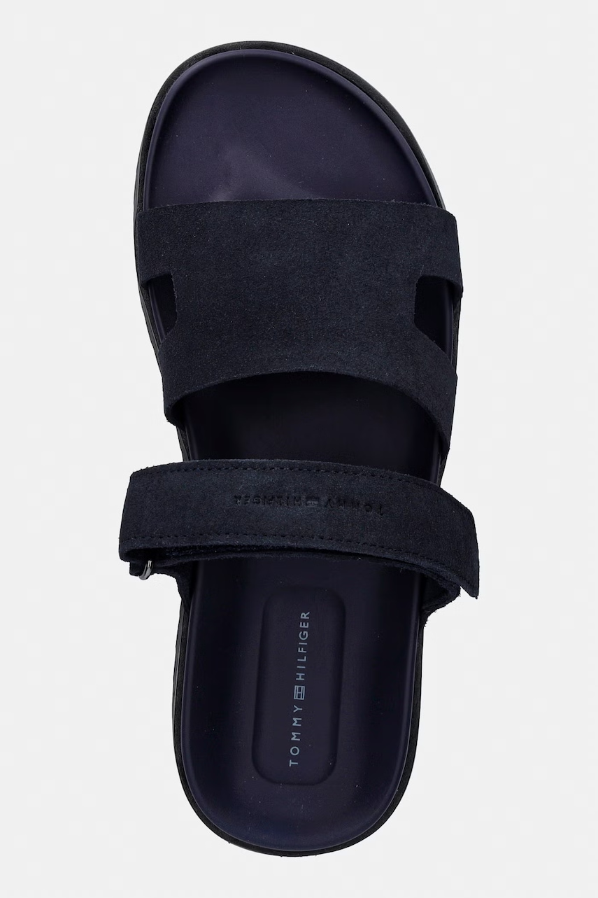 Tommy Hilfiger šľapky pánske semišové ADJUSTABLE PREMIUM SUEDE SANDAL
