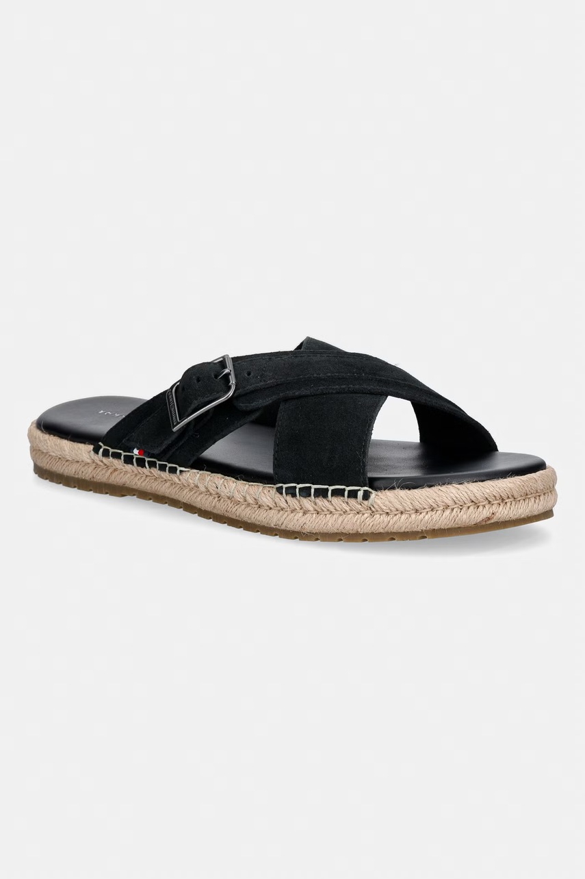 Levně Tommy Hilfiger pantofle pánské semišové FLEX JUTTE BUCKLE SDE SANDAL