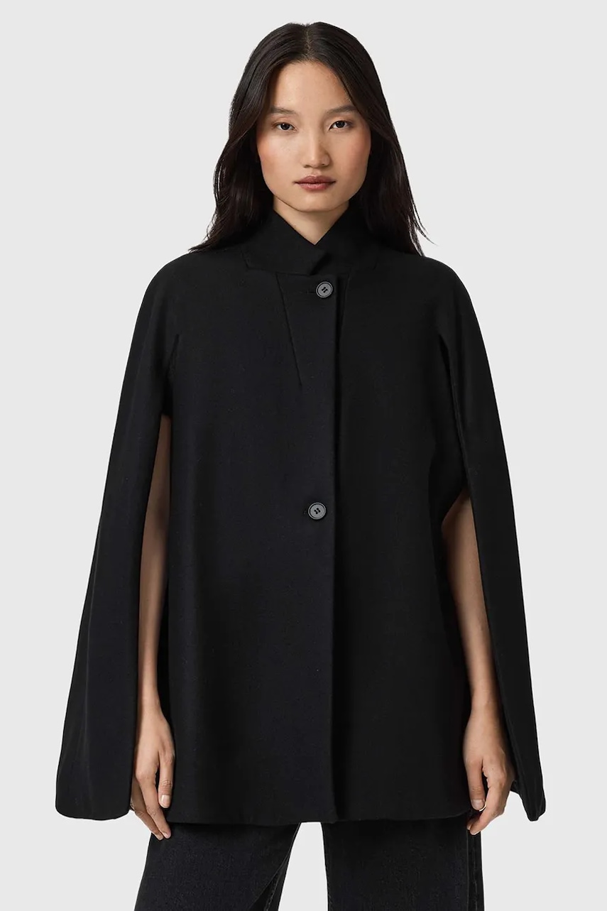 AllSaints haină cu lână culoarea negru, W102OD