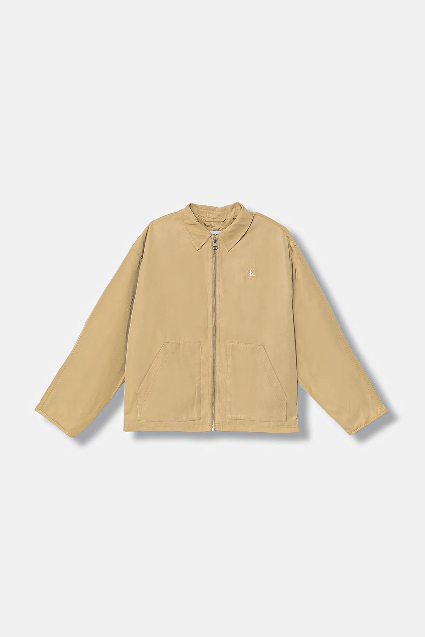 Levně Dětská bunda Calvin Klein Jeans béžová barva, IB0IB02628