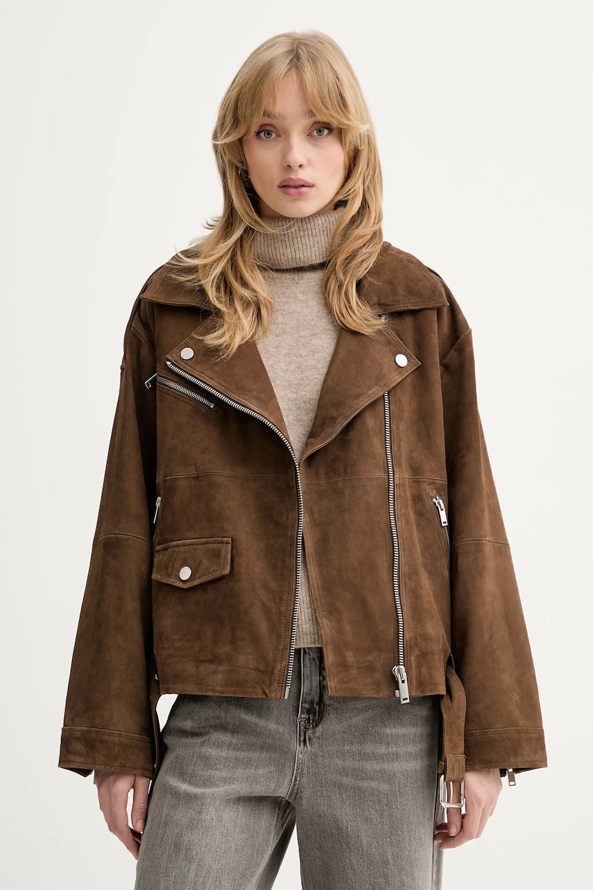 Gestuz o jachetă biker din piele întoarsă