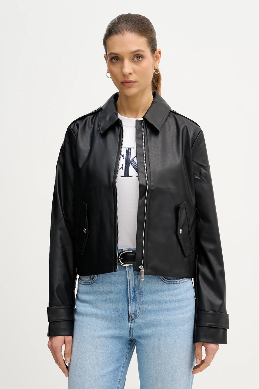 Bunda Calvin Klein Jeans černá barva, přechodná, LV047E501G