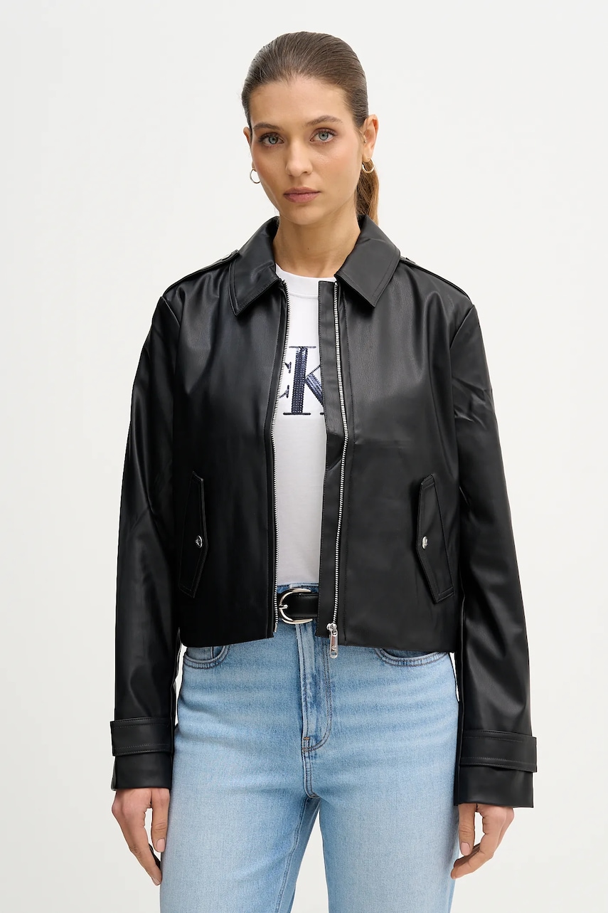 Bunda Calvin Klein Jeans černá barva, přechodná, LV047E501G