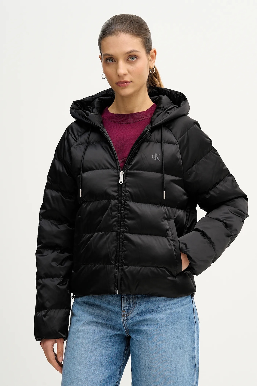 Bunda Calvin Klein Jeans černá barva, přechodná, LV047E509G