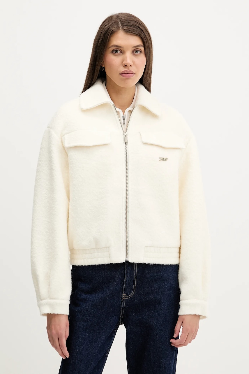 Tommy Jeans geacă culoarea bej, de tranziție, oversize, DW0DW22048