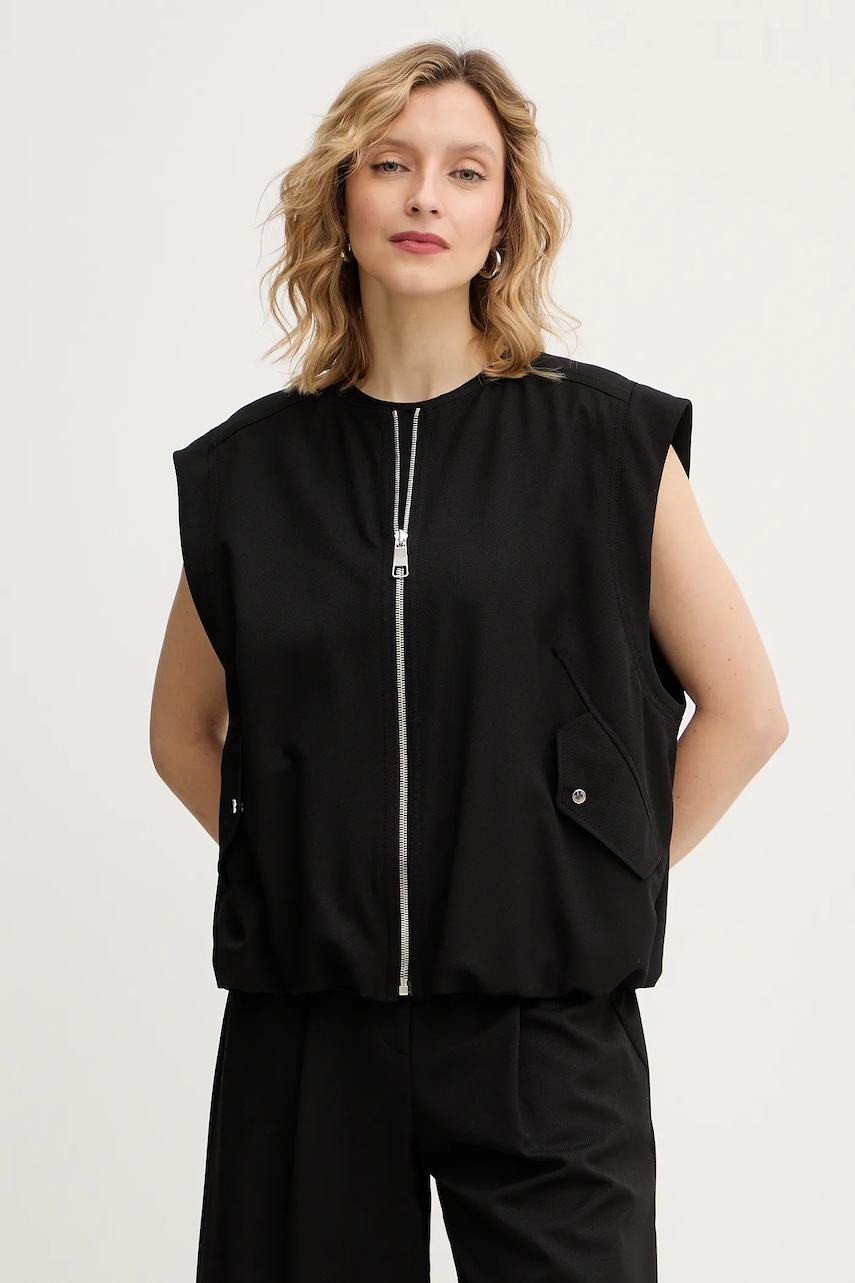 BOSS Orange vestă culoarea negru, de tranziție, 50554857