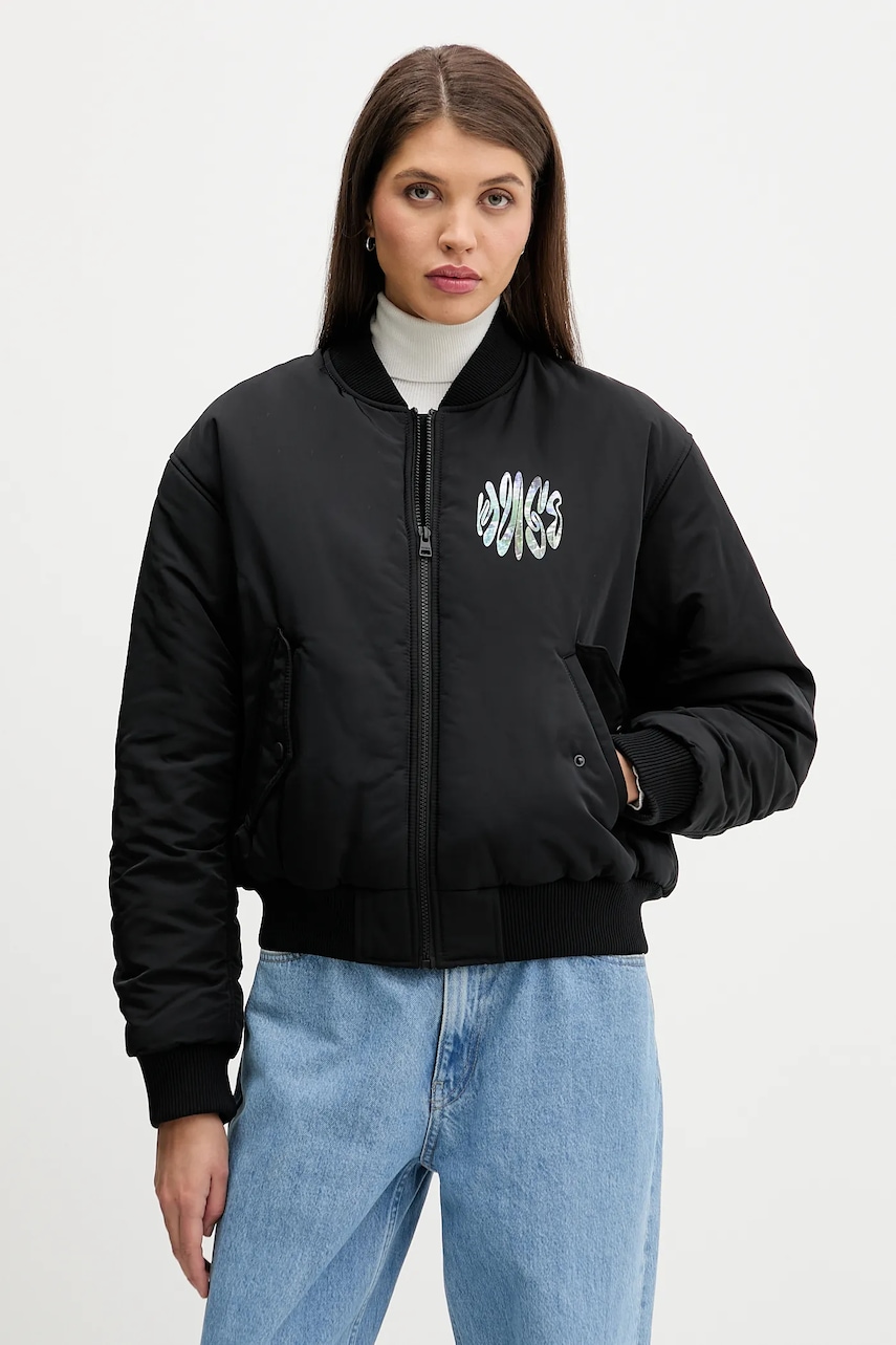 Levně Bomber bunda Hugo Blue Fiablo-1_B černá barva, přechodná, oversize, 50550702