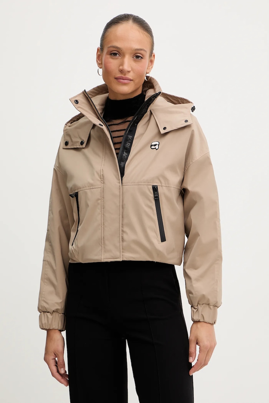 Karl Lagerfeld geaca IKON culoarea bej, de tranzitie, LWEMP606