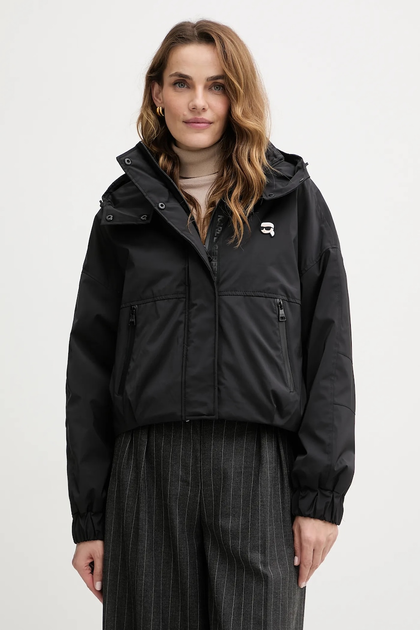 Karl Lagerfeld geaca IKON culoarea negru, de tranzitie, LWEMP606