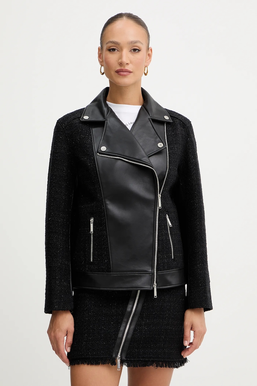 Karl Lagerfeld jachetă din amestec de lână culoarea negru, de tranziție, B1W14001
