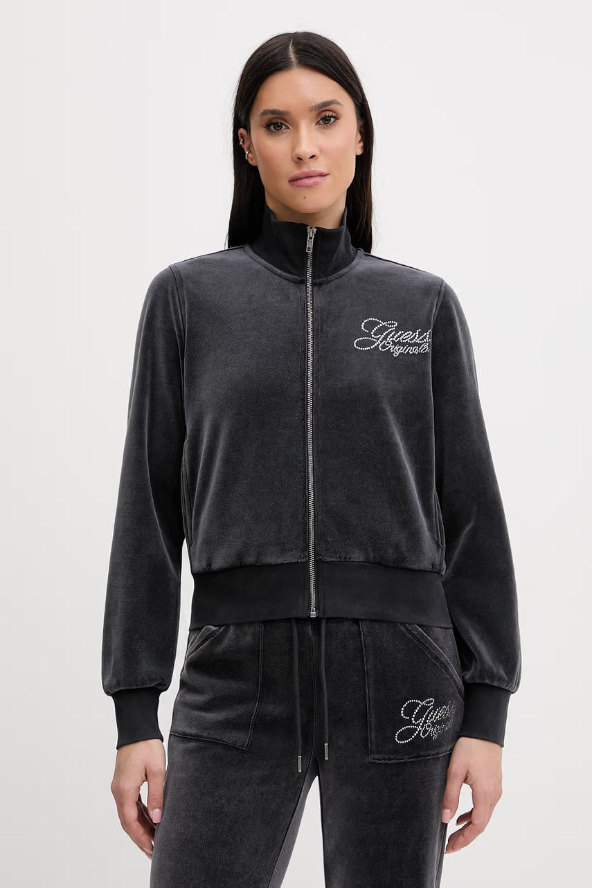 Levně Velurová mikina Guess Originals