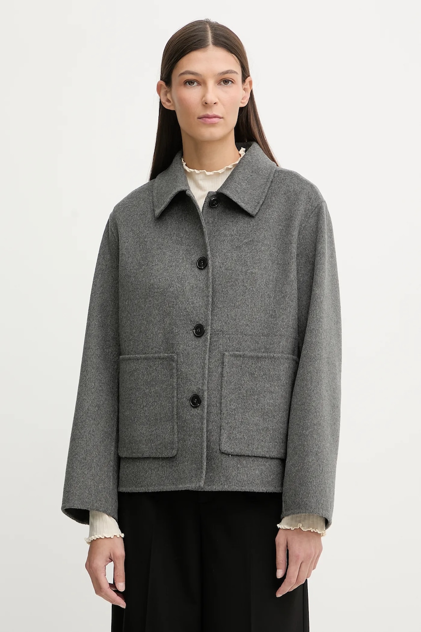 Marc O'Polo jachetă din amestec de lână culoarea gri, de tranziție, 600024370009