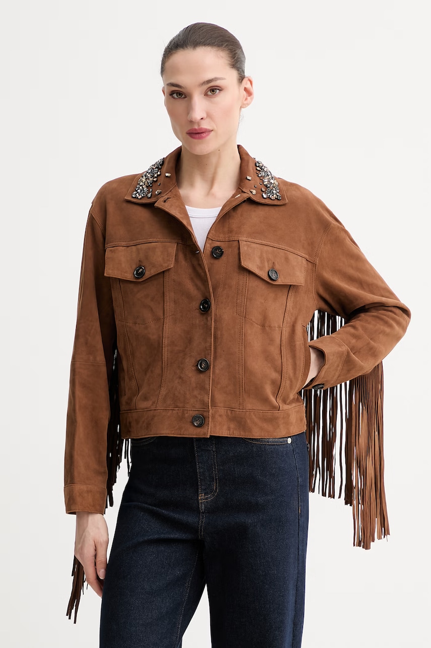 ERMANNO Firenze jachetă scurtă pentru femei, din piele întoarsă