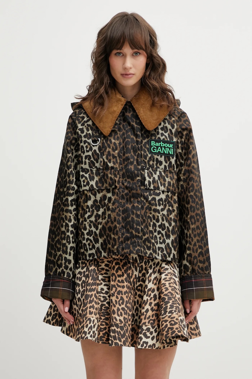 Barbour kurtka bawełniana x Ganni Printed Hooded Wax