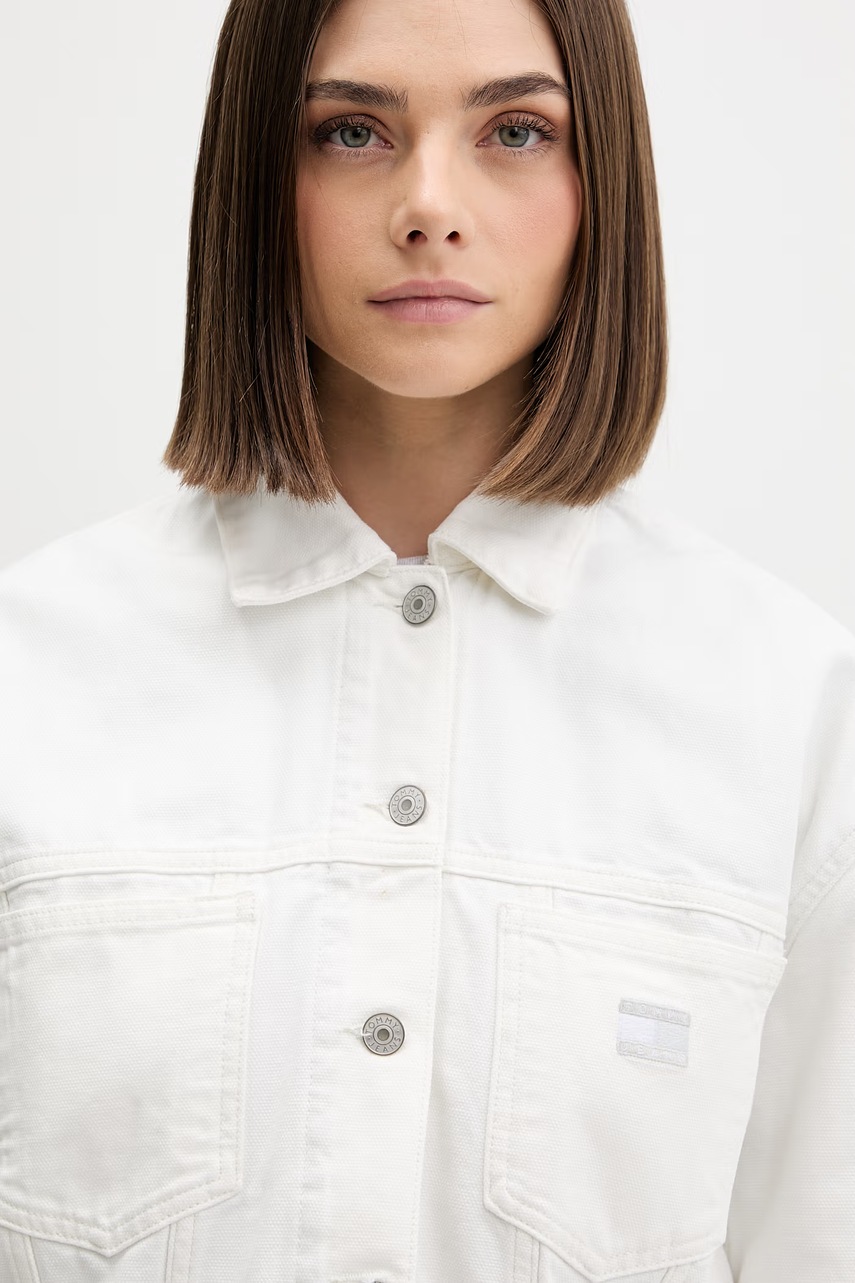 Tommy Jeans prechodná bunda dámska bavlnená