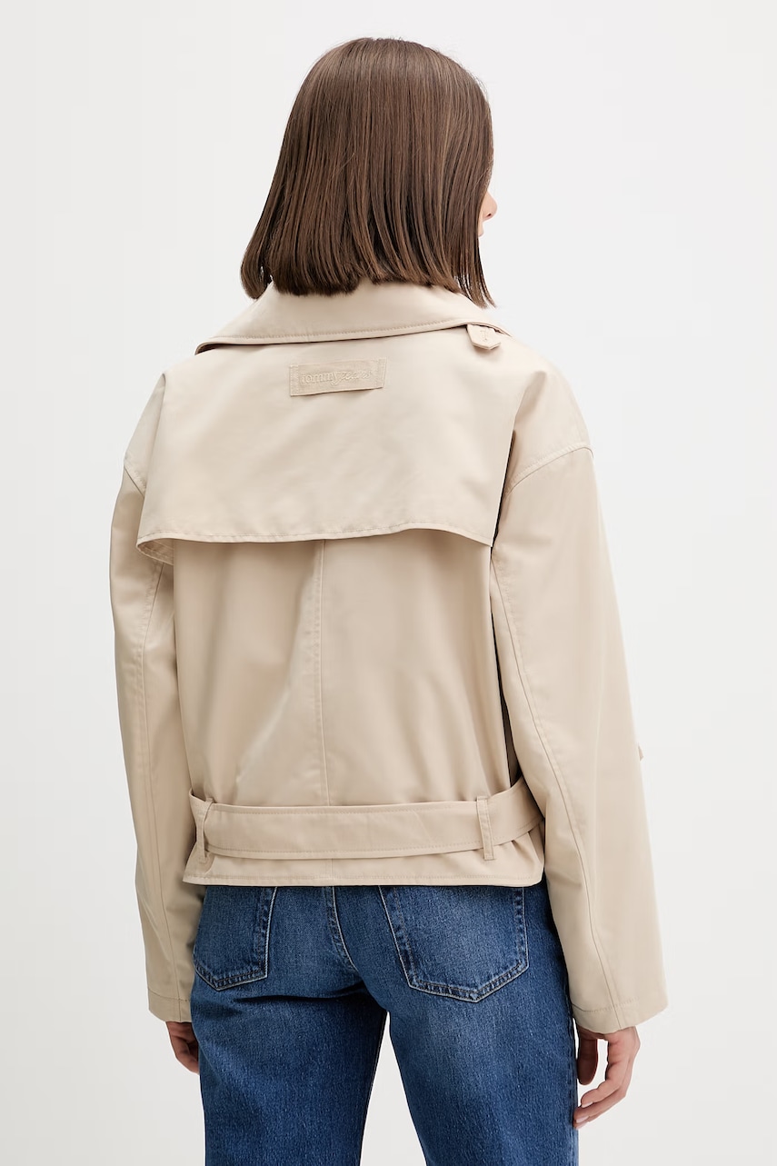 Tommy Jeans krátky trenčkot dámsky s bavlnou