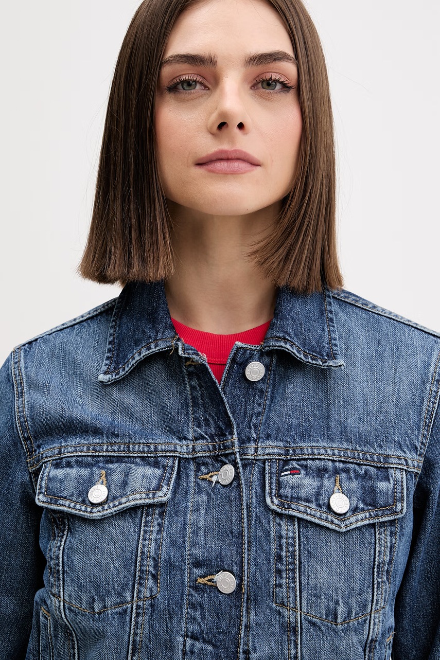 Tommy Jeans prechodná bunda dámska rifľová