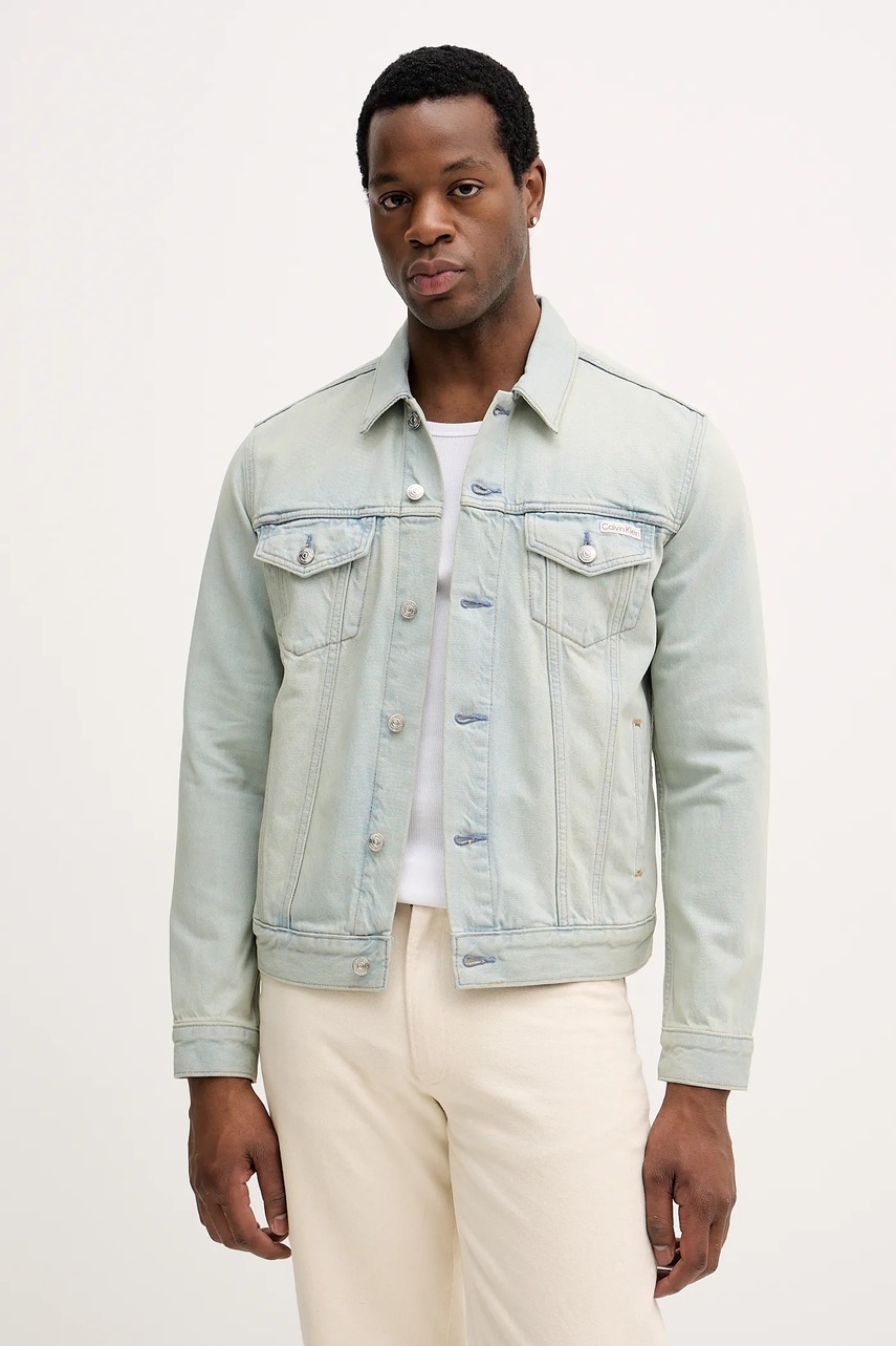 Levně Džínová bunda Calvin Klein Jeans modrá barva, přechodná, LV04RE764G