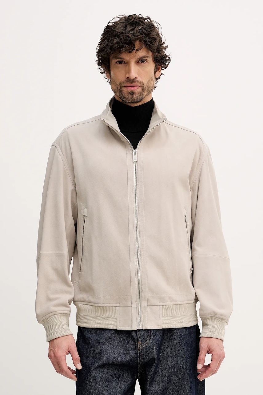 BOSS Orange geacă din piele întoarsă Jarip Jarip